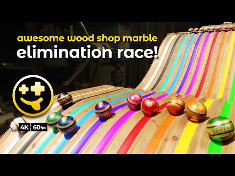 Wood Shop Marble Elimination Race: Satisfying Carpenter Tools Marble Run ASMR