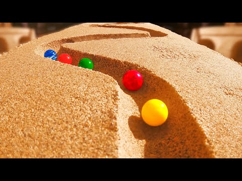 Calming Marble Run ASMR in a Sand Castle Build