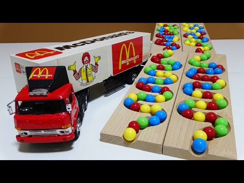 Vibrant Marble Race: Rainbow Wooden Track & Retro McDonald’s Course