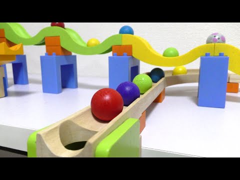 TrixTrack Marble Run Race on Wave Slope & Wooden Stairs