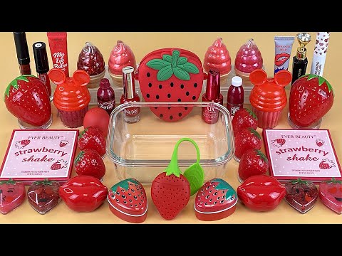Strawberry Slime Mixing Makeup and Glitter Satisfying 1080p