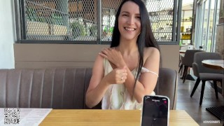 Eva Cumming Hard In Public Restaurant | Remote Controlled Lovense Vibrator Tease | Public Exhibitionist Sex