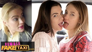FemaleFake Taxi – 3 Stunning Babes Use Sex Toys in a Moving Taxi!