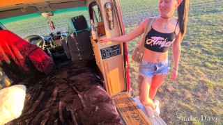 Fucked in theCamper While Driving: Door Open & Risk of Getting Caught!