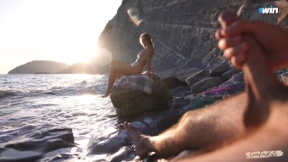 Nudist Beach Dick Flash Caught by Stranger! She Saw Me Jerking Off and Helped Me Cum – Public Nudity