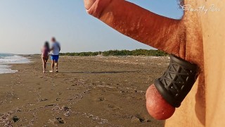Public Beach Slut Gets Analized & Handjobbed!  Risky Outdoor Fingering