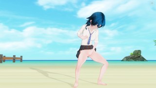 3D Hentai Hot Schoolgirl Teasing on Beach After School