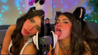 ASMR Two Cats Flirt & Lick Your Ears – Intense Eye Contact & Ear Tingles