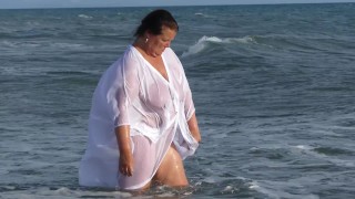 Bathing InA Stormy Sea Wearing Only A Shirt – Raw Outdoor Session