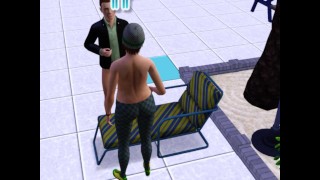 BBW enjoys sensual and intimate sex by the pool on wooden plank bed