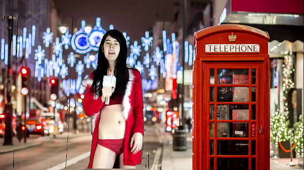 Cute Asian Teen Enchants London with Her Seductive Christmas Melody