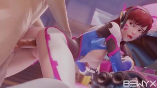 Dva passionately fucked against her MEKA in Overwatch 3D