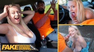 Fake Driving School: Blonde Instructor Goes Wild After Near Miss