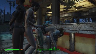 Fallout 4 seductive anal in cozy cafe chair after fierce battle