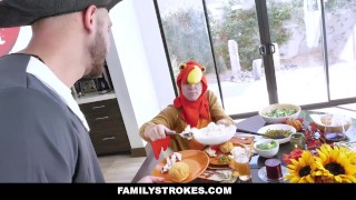 FamilyStrokes Passionate Stepsiblings Embrace Thanksgiving Desire