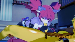 Furry Hentai Bat Kitty Delivers Intense Lynx Handjob Fun