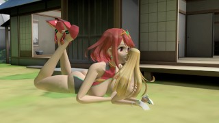 Giantess Vore Pyra Grows Massive Eating Mythra as a Delicious Snack