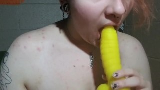 GothGirl Tries A Double Blowjob Challenge Using Two Dildos