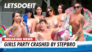 Hostel Summer Party where sexy students strip and fuck all night long