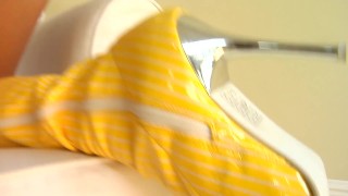 Iris European Natural Solo | Dildo Action in a Sexy Dress & High Heels