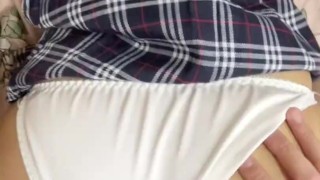 Japanese Schoolgirl Cosplay Creampie Intimate Panties Shifted POV Sex