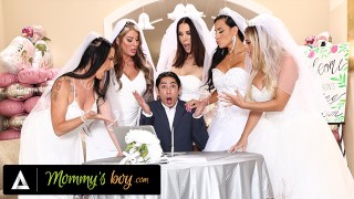 Mommy’s Boy Revenge: Furious MILF Bride Punishes Wedding Planner in Reverse Gangbang