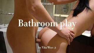 My Chinese Girlfriend Surprised Me In The Bathroom! Huge Tits & Massive Cum!