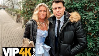 Pretty Blonde Debts Paid by Loan Shark While Groom Watches in Desperation | DEBT4k