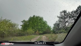 Rainy Day Hitchhiker Deep Throat Training: Car Session Ends in Massive ThroatPie