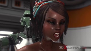 Sci-fi android fucks hot black girl hard on exoplanet base