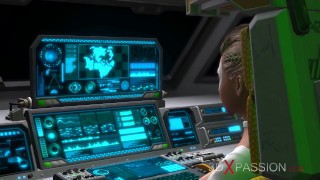 Sci-fi sex: Hot alien dickgirl pleasures sexy girl in space station