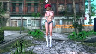 Super hot girl dancing sensually during a scorching summer afternoon