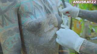 Tattoo Model Anuskatzz Gets Nipple Pierced During Hardcore Anal BDSM! (Extreme Rough Sex)