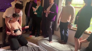 Wild Promotion Party! CoworkersDevolve Into A Hardcore All-Gender Fuckfest & Cake Eating Off Ass!