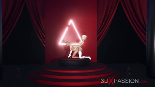 3D Dickgirl Sensually Fucks Horny Blonde on Fashion Model Podium