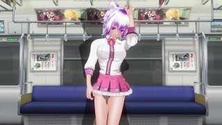 3D Hentai Schoolgirl Reveals No Panties on Busy Train