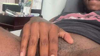 Black FTM Daddy Saint Fucking His Pussy! Intense Solo Session In Bed