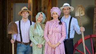 Busty Amish Stepmoms Pristine Edge & Penny Barber Swap and Bang Their Stepsons Hard