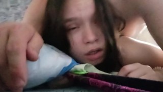 Stepfather fucks stepdaughter while mom is on the phone right next to them
